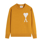 Ami araunrif round neck knitting shirt fall and winter couple long sleeves heart jacquard tops pullover woolen jacket