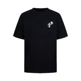 Ch hip-hop t shirts high street ch crow short sleeve couple fuzzy cross horseshoe sanskrit printingcasual