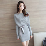 Women Maxi Dress Autumn and Winter round Neck Long Sleeve Narrow Hip Knitwear Dress