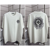 Ch hip-hop t shirts high version ch short sleeve sanskrit printingloosecasualpure cotton american heavy weight short sleeve men