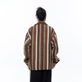 Unisex Jacket Autumn Brushed Striped Coat