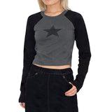 Women T-shirt Autumn and Winter XINGX Pattern Long-Sleeve T-shirt Slim Fit Sexy Short Top