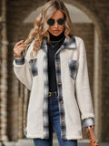 Women Trench Coat Autumn and Winter Single-Breasted Lapel Mid-Length Plaid Plush Coat