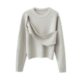Women Sweater Knitwear off-Shoulder Sweater Autumn Irregular Thickened Knitting Top