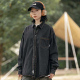 Unisex Shirts Autumn Washed Denim Shirt