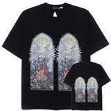 Hip-hop t-shirts - american high street retro devil skull window print short sleeve tee - couple's top - summer t-shirt