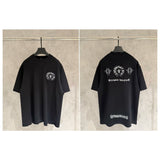 Ch hip-hop t shirts high version ch short-sleeved horseshoe cross sanskrit loosecasualpure cotton american heavy weight short-sleeved