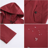 Women Trench Coat Long Cardigan Hooded Coat Outdoor Raincoat
