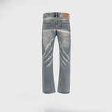 MIJKO Men Vintage Pants MIJKO Street Washed Old White Textured Pull Jeans