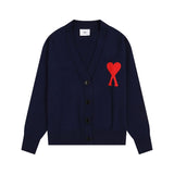 Heavy weight! ami arauneif big heart high weight v neckfall and winterknittingoutwearcardigan woolen sweater