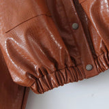 Women Leather Jacket Fall/Winter Leather Jacket Coat Women's Loose Lapels PU Leather Motorcycle Top