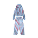Ashley williamsoutweartopsheart printed zipper hoodie casual sweatpants i love mesuit
