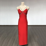 Women's Evening Dress Summer Dress Sexy Sling Drill Chain Long Slim Fit Bandage One-Piece Dress
