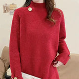 Women Knitwear Spring and Autumn Turtleneck Solid Color Sweater Loose Sweater