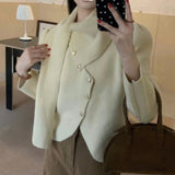 Women Knitted Cardigan Women's Cardigan Autumn and Winter Loose Cropped Sweater Coat