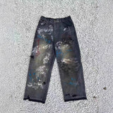 Saint m t pants s.m distressed handpainted graffiti loose casual pants wholesale