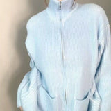Women Knitwear Fall and Winter Lapels Sweater Coat Loose Knitted Cardigan