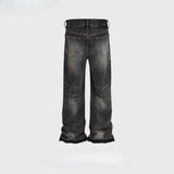MIJKO Mens Vintage Pants MIJKO textured trousers polished white whiskers stitched jeans