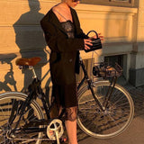 Women Dresses Knitted Lace Sleeveless Split Dress Sexy Slim Fit Long Dress