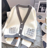 Women Knitwear Fall V-neck Sweater Female Loose Knitted Cardigan