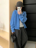 Women Knitted Cardigan Loose Hooded Sweatshirt Women's Autumn and Winter Zipper Knitted Top