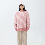 Unisex Sweater Autumn Plaid Three-Dimensional Embroidered Sweater
