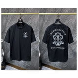 Ch hip-hop t shirts high version ch couple sanskrit sword cross embroidery leather short sleeve american high street