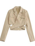 Women's Suits Jacket Women's Autumn Lace up Short Midriff-Baring Top