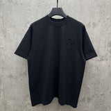 Ch hip-hop t-shirts - double layer appliqué embroidery, short sleeve, relaxed fit, 100% cotton, american heavyweight style