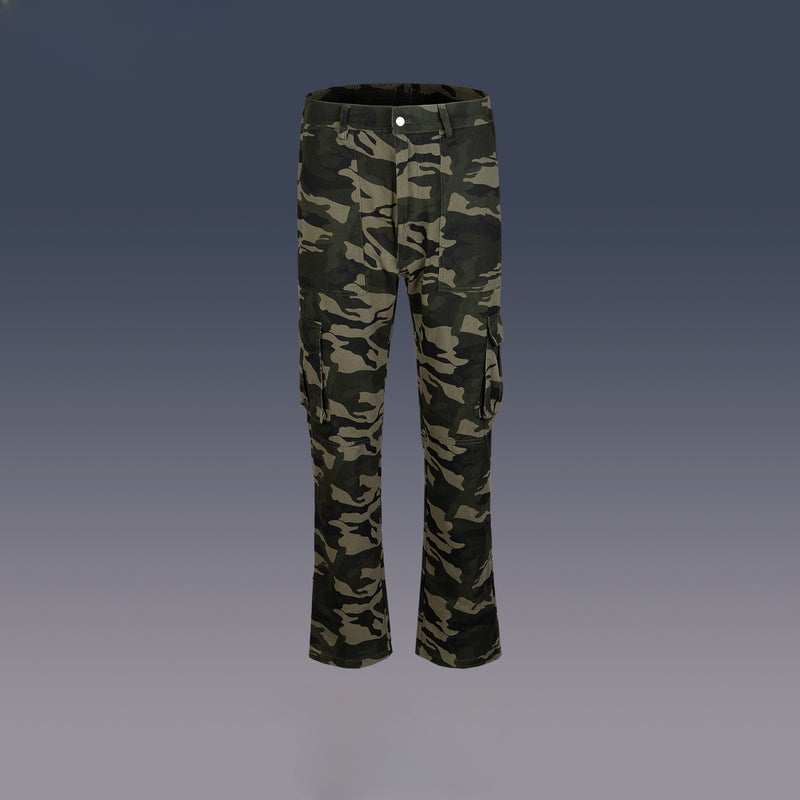 MIJKO Men Vintage Pants MIJKO Tooling Multi-Pocket Trousers Micro-pull Pants Foot Casual Pants