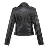 Women Leather Jacket Autumn Tassel Motorcycle Pu Leather Jacket Leather Coat Women's Short Coat