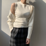Women Knitted Two-Piece Set Spring Vest Knitted Cardigan 8t8108