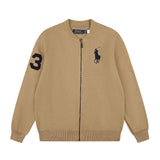 Rl ralph lauren pony casual knit wool cardigan - racing inspired open front women's autumn/winter crew neck cardigan - relaxed fit