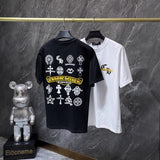 Ch hip-hop t shirts chcouple sanskrit seal roller lettering film loosecasualpure cotton american heavy weight short sleeves
