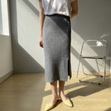 Women Knitted Skirt Slit Knitted Skirt