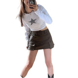 Women T-shirt Autumn and Winter XINGX Pattern Long-Sleeve T-shirt Slim Fit Sexy Short Top