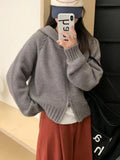 Women Knitted Cardigan Loose Hooded Sweatshirt Women's Autumn and Winter Zipper Knitted Top