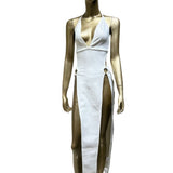 Women Dresses Sexy Slit Bandage One-Piece Dress Nightclub Skirt (Ont0408)