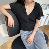 Women Sweater Knitwear Summer V-neck Batwing Sleeve Ice Silk Sweater