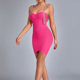 Women's Evening Dress Bandage Dress Sling Tassel Rhinestone Slim Fit Sheath Bandage One-Piece Dress