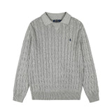 Rl ralph lauren pony warm women's autumn/winter cable knit polo collar sweater - wool blend, couple's casual loose knit top