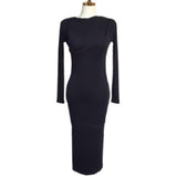 Women Dresses Long Sleeve Dress Spring Slit Midi Skirt