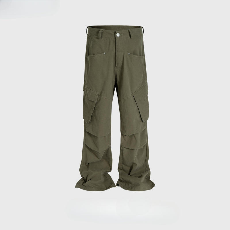 MIJKO Men's Vintage Pants MIJKO Men's Women's Wide-Foot Pleated Trousers Casual Overalls