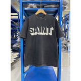 saint m t shirts s.m letter print crew neck pullover short sleeve top