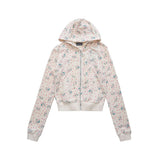 Ashley williams bear print hot girl crop top cardigan sweatshirt set - sweet zip-up hoodie outfit