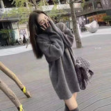 Women Knitwear Autumn and Winter Turtleneck Slit Knit Sweater Loose Sweater