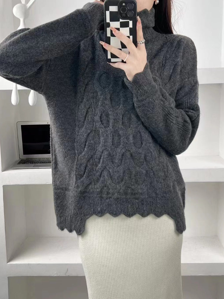 Women Knitwear Autumn and Winter Turtleneck Knitwear Loose Sweater