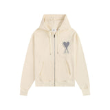 Amiaheoineloveembroidersweatshirt zipperoutwear high weight hooded couple hoodiefall and winterlong sleeves