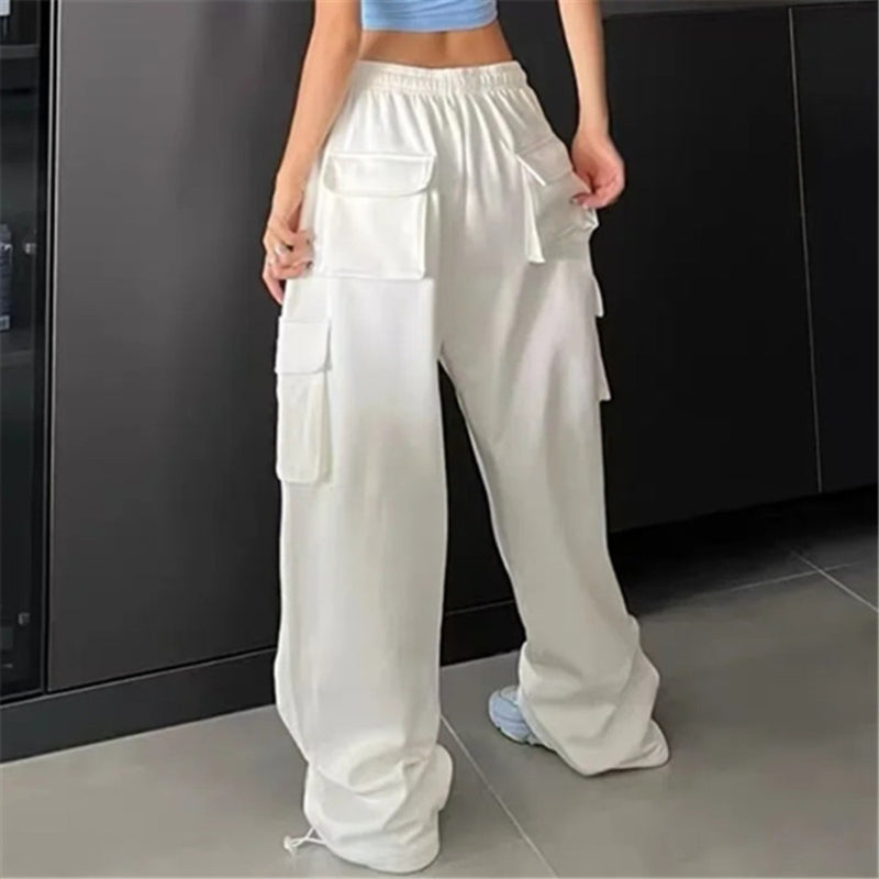 Women Sweatpants Spring and Autumn Leisure Pocket Wide Leg Pants