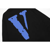 Vlone Sweatshirts Autumn and Winter Blue Big V Letter Crew Neck